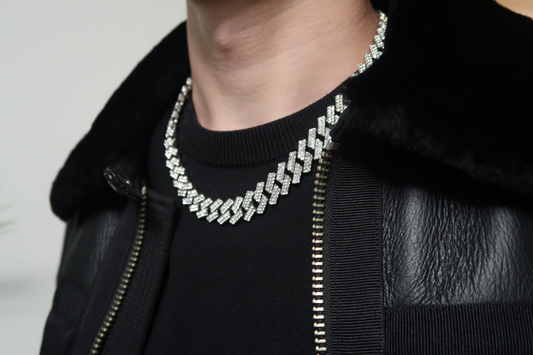 Mioni Curb Link Men's Lab Diamond Silver Chain For Men